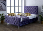 Crushed Velvet Purple Upholstered Diamond-bed-frame-3FT-4ft6-5FT- All sizes sale
