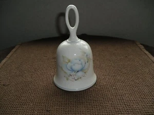 Beautiful Decorative Table Bell by Sadler 6 inch / Blue/Pink Flower Design - Picture 1 of 8