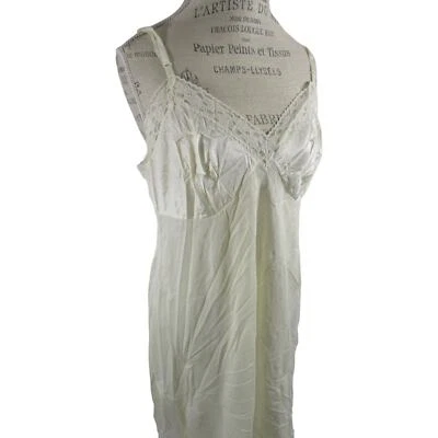 Vestido sin mangas vintage de encaje marfil Vanity Fair talla 40 36 pulgadas de largo Foto 1 de 4