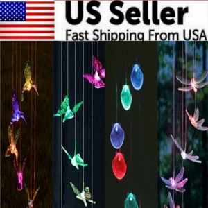 LED Solar Powered Hummingbird Wind Chime Light Color Changing Yard Garden Decor - Picture 1 of 19