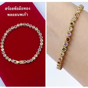 Noppakao Gemstone Bracelet Gold Plated Cute length 7 inches Multicolor Good luck - Picture 1 of 6