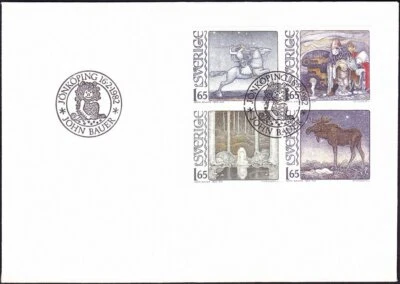 Sweden - 1982 - Children's Fairytales Illustrations FDC #1392 - #1395 #1395a VF - Image 1 of 2