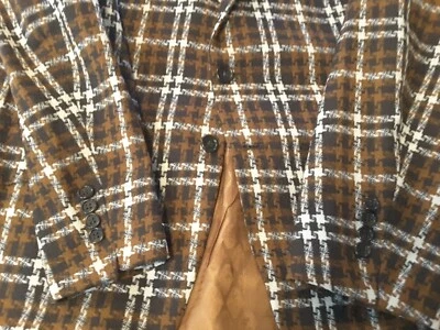 Blazer Louis Roth Hombre Años 70 Marrón y Blanco Cuadros, 42--43R. Union Made Foto 1 de 4