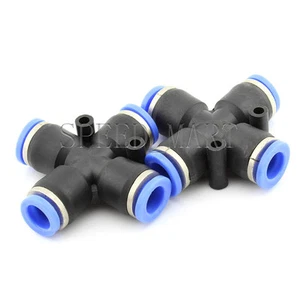 2X PZA10 Pneumatic Air 4 Way Quick Fittings Connector 10mm equal Cross Tube Hose - Picture 1 of 2