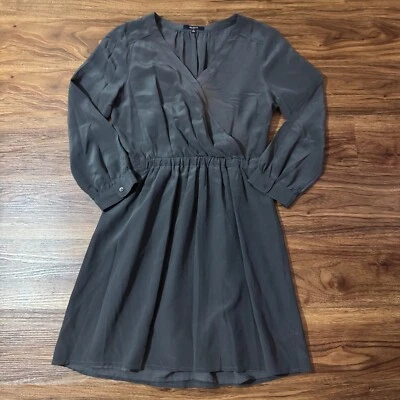 MADEWELL Silk Faux Wrap Dress V Neck Long Sleeve Womens Size 2 Gray Casual - Image 1 of 4