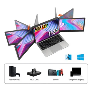 Triple-fold Portable Monitor Screen Extender For 13.0"-17.3" Laptop Type-C HDMI - Picture 1 of 10