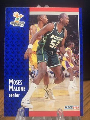 1991-92 Fleer #315 Moses Malone BUCKS - Image 1 of 2