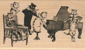 Mounted Rubber Stamp, Cat Recital, Cats in a Band, Cats, Cat Lover, Music, Cats - Picture 1 of 1