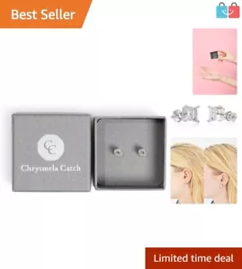Secure Platinum Earring Backs with Patented Double-Locking Mechanism - 2 Pack - Picture 1 of 10