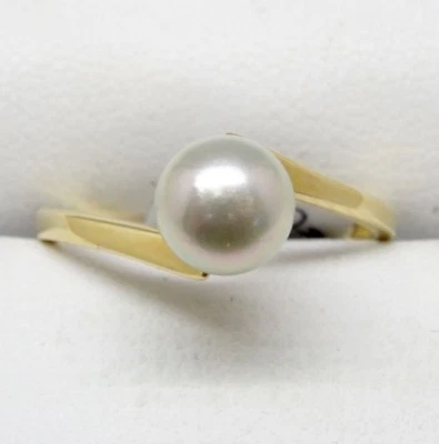 14k YELLOW GOLD LIGHT GRAY 6.7MM PEARL RING #600 - Image 1 of 4