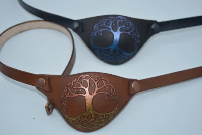 Parche ojo cuero árbol de la vida - ajustable con hebilla - bueno para uso permanente Foto 1 de 4