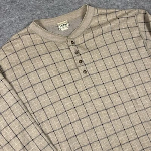 Vintage LL Bean Shirt Mens XL Thermal Henley Long Sleeve Plaid Made In USA - Picture 1 of 13