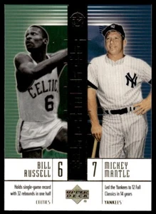 2003 UPPER DECK SUPERSTARS MICKEY MANTLE BILL RUSSELL New York Yankees R54 - Picture 1 of 2