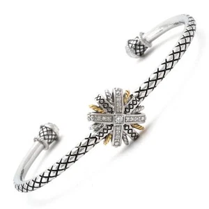Andrea Candela 18k Yellow Gold Sterling Diamond Vintage Cable Bracelet ACB337/09 - Picture 1 of 1