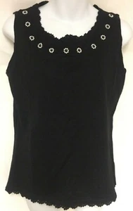 Storybook Knits Women's Beaded Black Sleeveless Sweater Size S - Picture 1 of 5