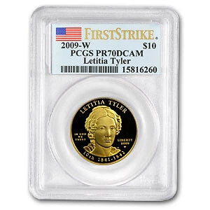 2009-W 1/2 oz Proof Gold Letitia Tyler PR-70 PCGS (FS) - SKU#65852 Cover