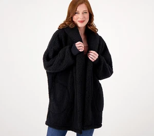 Felpa BumbleBella by Jill Martin Petite Sherpa con bottoni nera XS/S nuova - Foto 1 di 1