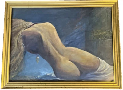 Luis Gouveia Ferreira Pintura Mujer Reclinada Collar Enmarcado 1992 "Danae" Foto 1 de 4