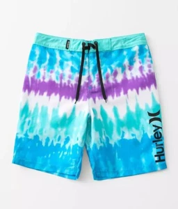 Pantalones cortos de tabla Hurley Tie-Dye baúles de baño azul neptuno para niños talla 18 - Imagen 1 de 2