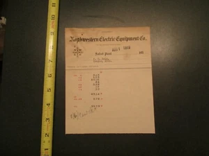 Northwestern Electric Equipment Co 1919 Invoice Letterhead 583 - Picture 1 of 1