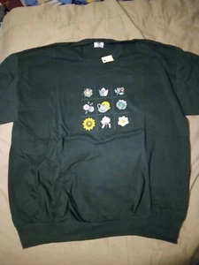 Adult 2X Sweatshirt Green with Flower Tic Tac Toe fiber Print 275668 - Picture 1 of 2