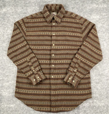 Vintage Territory Ahead Shirt Mens M Aztec Tribal Striped Brown Long Sleeve - Image 1 of 4