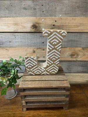 Rustic  Wooden Letter J   7.5” Decor Free Standing Initial J - Image 1 of 4