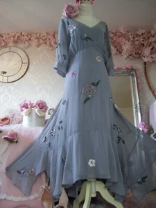 Monsoon New Defects size 22 Hariette grey hanky hem midi dress wedding occasion - Picture 1 of 10