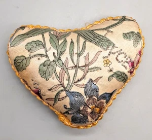 Vintage Heart Shape Fabric Pin Cushion with Joyce Spelt out in Pins -11.5cm - Picture 1 of 6