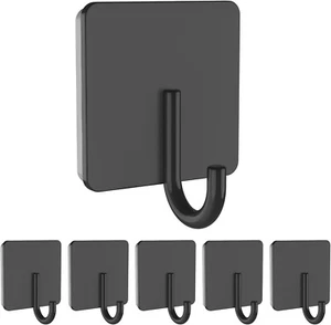 Stainless Steel Heavy Duty Adhesive Towel Hooks for Bathrooms, Kitchen To 6 Pack - Picture 1 of 5