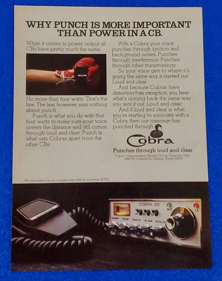 1976 COBRA CB РАДИО МОДЕЛЬ 29 ОРИГИНАЛЬНАЯ ПЕЧАТНАЯ РЕКЛАМА КЛАССИЧЕСКИЙ ГРАЖДАНСКИЙ ГРУППЫ РАДИО НАБОР - Изображение 1 из 1