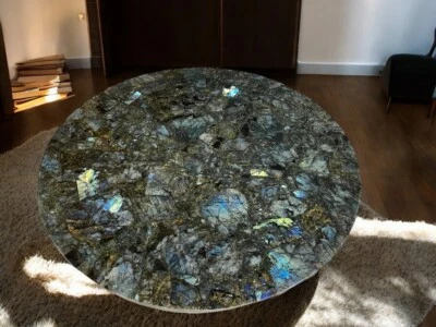 Labradorite Stone Coffee Table Handmade Crystal Agate Furniture Living Room Deco - Image 1 of 4