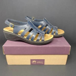 Clarks Womens Shoes 9.5 W Lexi Marigold Navy Blue Leather Slingback Sandals - Picture 1 of 19