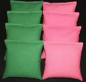 CORNHOLE BEAN BAGS Grass Green & Pink 8 ACA Regulation Corn Hole Game Toss Bags - Picture 1 of 2