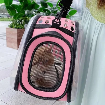 Transparente Hund Katze Haustier Reisetasche Trage Atmungsaktiv Transparent Umhängetasche - Bild 1 von 4
