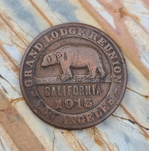 VTG 1915 Grand Elks Lodge Reunion Los Angeles California Bronze Medal Buck Token - Picture 1 of 19