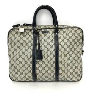 Gucci Business Bag GG Supreme Leather Navy Briefcase Mens Designer Bag - Picture 1 of 17