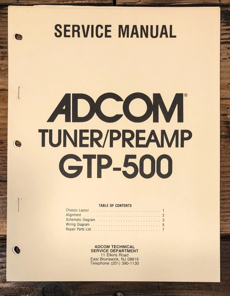 Adcom GTP-500 Tuner / Preamp Service Manual *Original* - Image 1 of 1