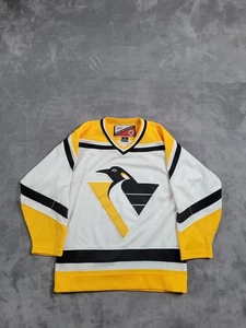 Vtg 1990s Pittsburgh Penguins Pro Player Sz Small Jersey Robo Penguin Home  - Picture 1 of 13