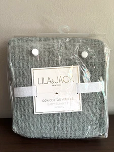 Lila & Jack 100% Cotton Waffle Weave Woven Baby Blanket 30” x 40” Sage Green - Picture 1 of 5
