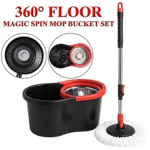 360 FLOOR MAGIC SPIN MOP BUCKET SET ROTATING DRY HEADS MICROFIBRE With Free Head - Picture 1 of 12