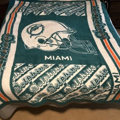 Manta polar vintage de los Miami Dolphins Biederlack 62 pulgadas x 78 pulgadas Foto 1 de 4