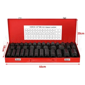 8-32MM Drive Deep Impact Socket 1/2" Metric Workshop Garage Tools Set 35pcs Kit - Picture 1 of 12
