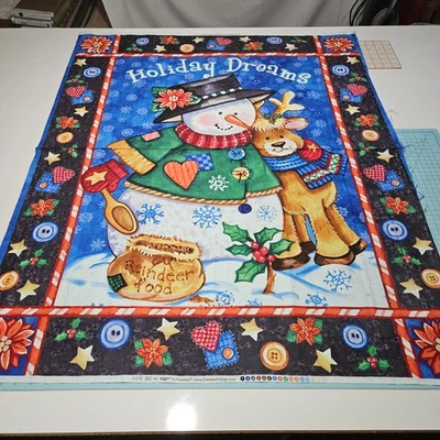 Holiday Dreams Panel 35x42 VIP Christmas Snowman Reindeer  BOLT END #2 - Image 1 of 4