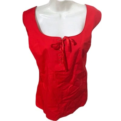 Avenue Red Sleeveless Blouse Size 30/32  Partial Lace up front NWT - Image 1 of 4
