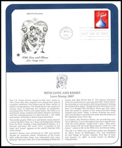 2007 Hershey's Kiss Love Sc 4122 FDC PCS panel, Valentine chocolate heart - Picture 1 of 1