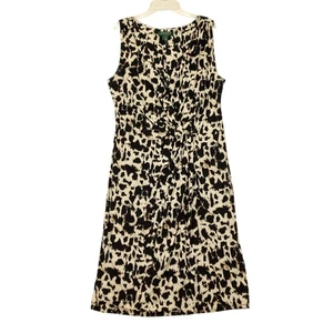Lauren Ralph Lauren Dress Womens 14 Sleeveless Midi Leopard Print Faux Wrap - Picture 1 of 11