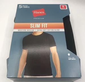 Hanes Men's Premium 2 Pack Fit Crewneck T-Shirt Black Size Small - Picture 1 of 5
