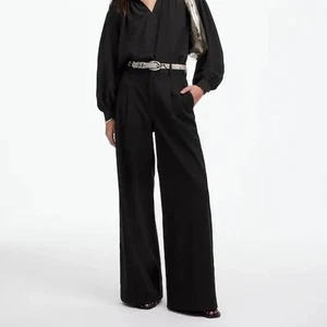 Madewell The Harlow pantalone gamba super larga twill spazzolato nero taglia 2 nuovo con etichette - Foto 1 di 9