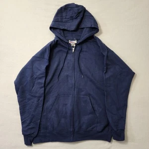 Vintage 90s Hanes Full Zip Hoodie Mens Medium Blue Ultimate Cotton Y2k - Picture 1 of 9